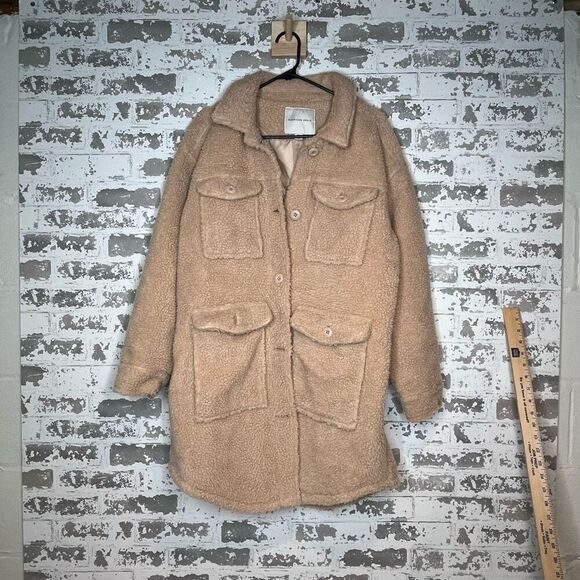 American Eagle | women tan teddy bear jacket - Picture 5 of 11